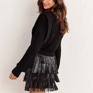 Faux Leather Fringe Mini Skirt